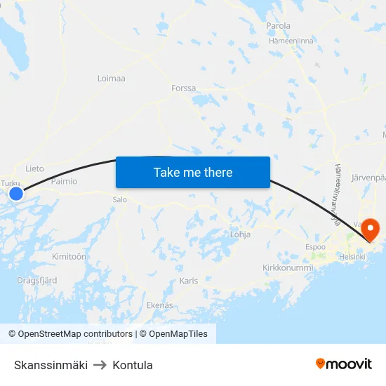 Skanssinmaki to Kontula map