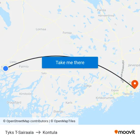 Tyks T-Sairaala | 🏥 to Kontula map