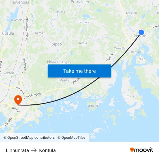 Linnunrata to Kontula map