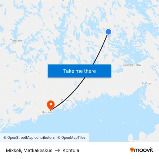 Mikkeli, Matkakeskus to Kontula map
