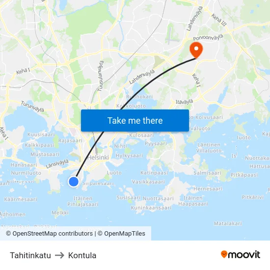 Tahitinkatu to Kontula map
