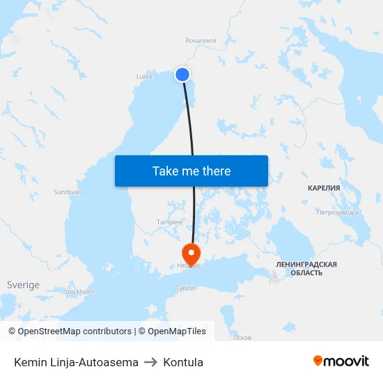 Kemi Bus Station to Kontula map