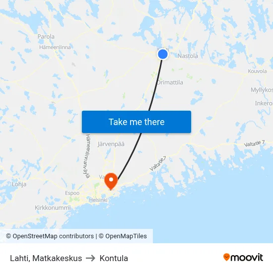 Lahti Travel Center to Kontula map