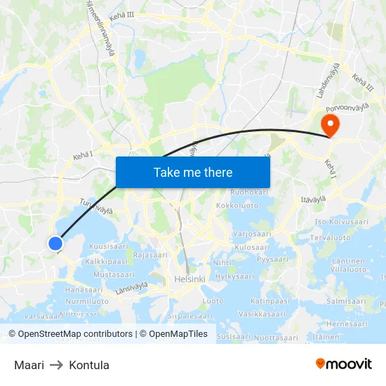 Maari to Kontula map