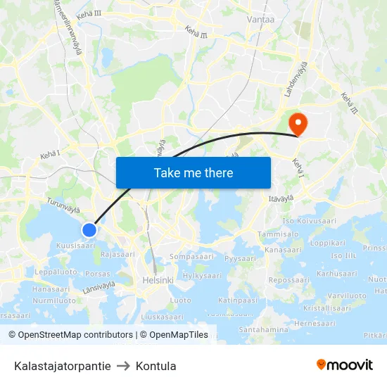 Kalastajatorpantie Road to Kontula map