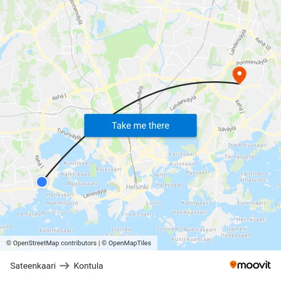 Sateenkaari to Kontula map