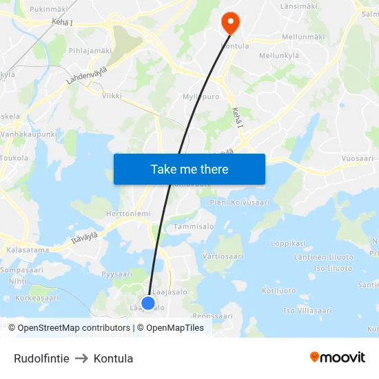 Rudolfintie to Kontula map