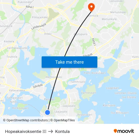 Hopeakaivoksentie 🌳🏟️ to Kontula map
