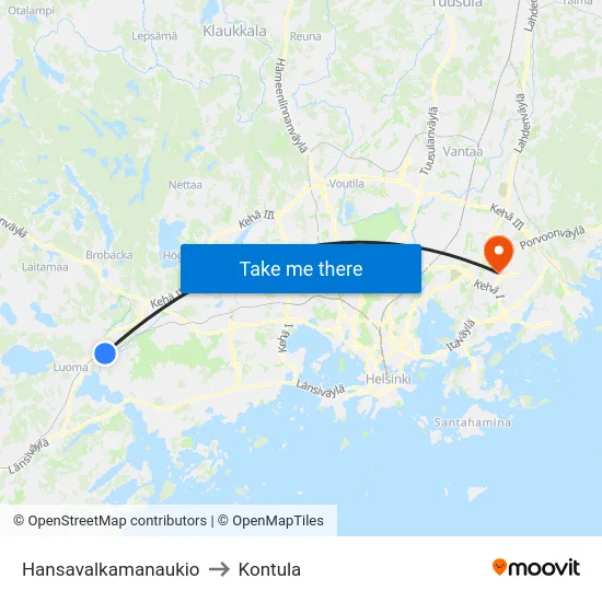Hansavalkamanaukio to Kontula map