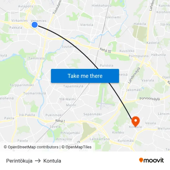 Perintökuja to Kontula map