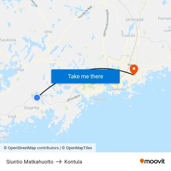 Siuntio Travel Center to Kontula map