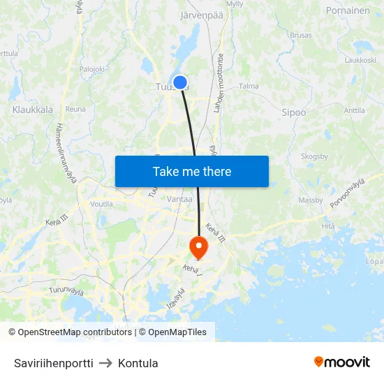 Saviriihi Gate to Kontula map