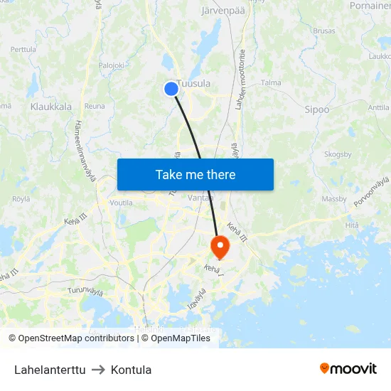 Lahela Pearl to Kontula map