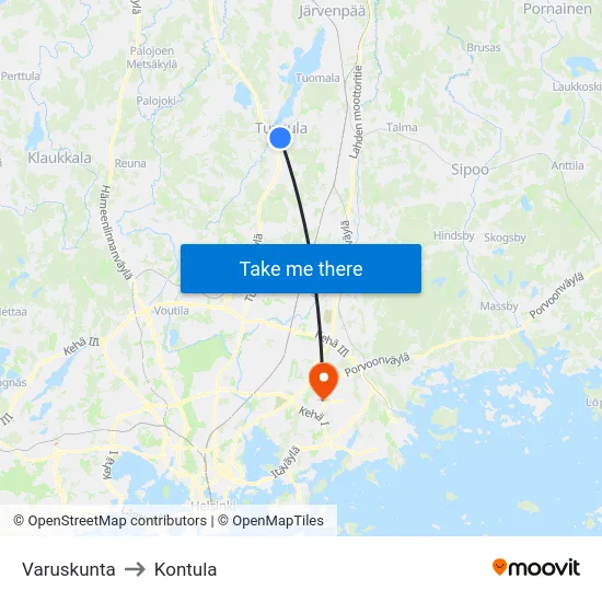 Varuskunta to Kontula map