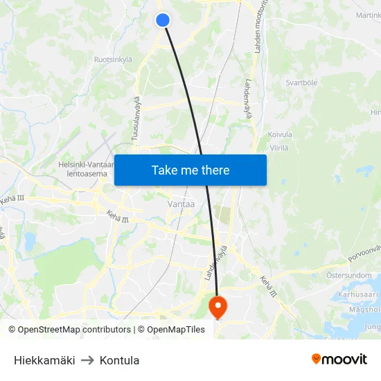 Sand Hill to Kontula map