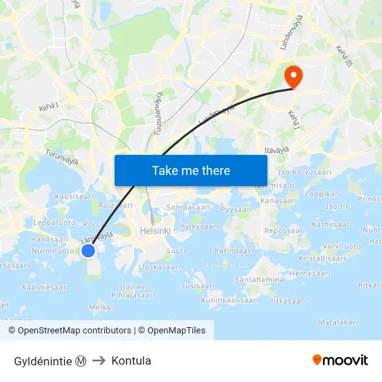 Gyldénintie Ⓜ️ to Kontula map