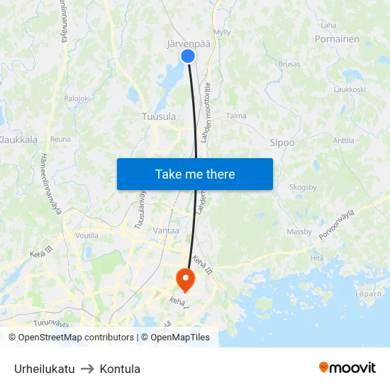 Sports Street to Kontula map