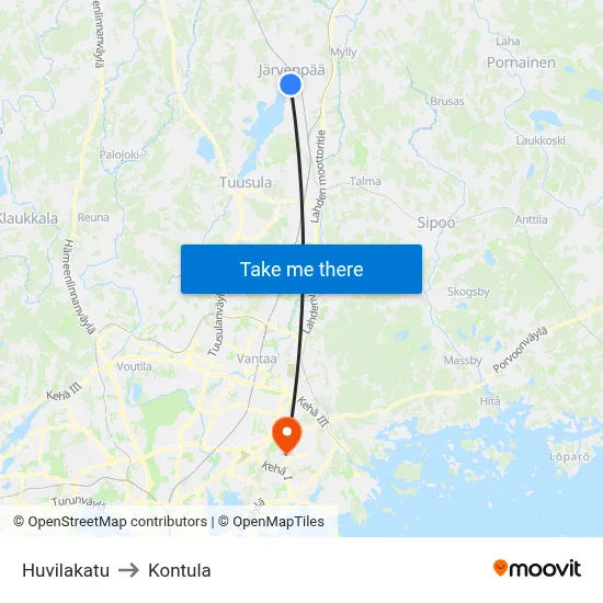 Villa Street to Kontula map