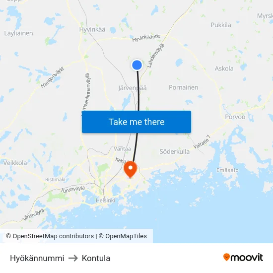 Hyökännummi to Kontula map