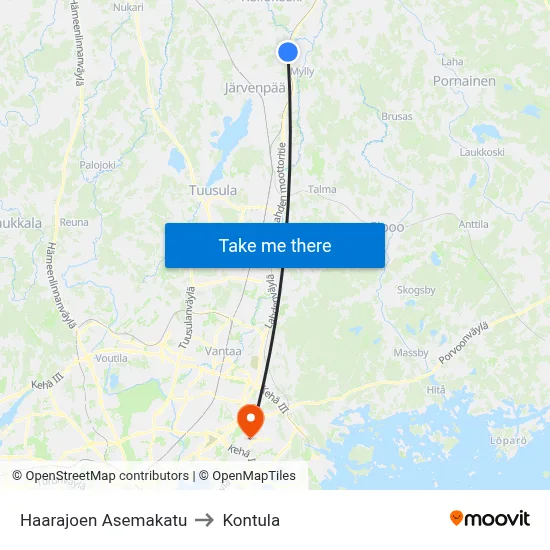 Haarajoki Station Street to Kontula map