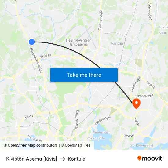 Kivistön Asema [Kivis] to Kontula map