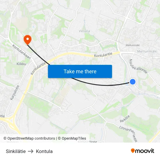 Sinkilätie to Kontula map