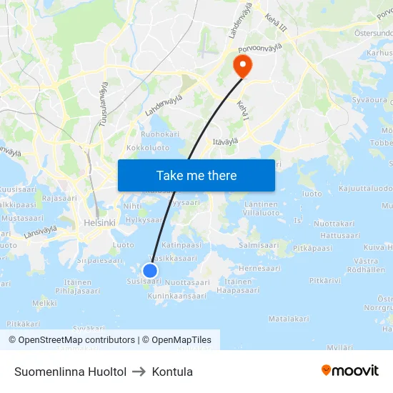 Suomenlinna Huoltol to Kontula map