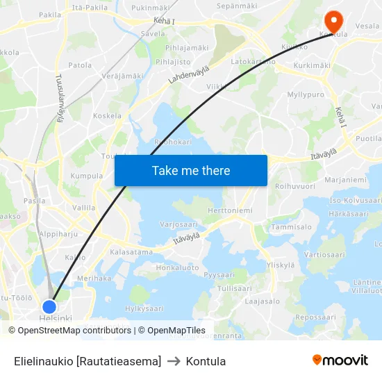Elielinaukio [Rautatieasema] to Kontula map