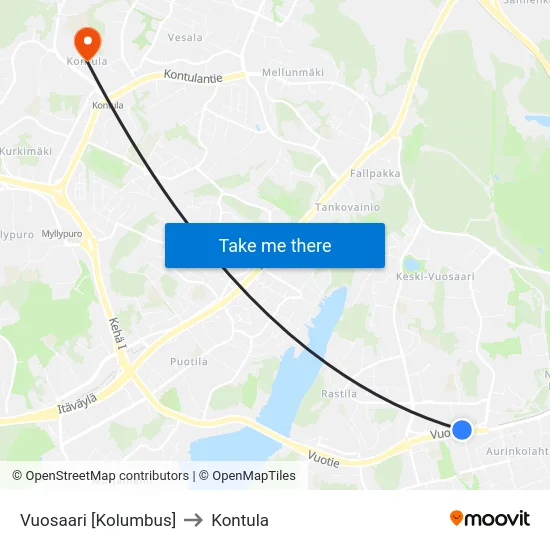 Vuosaari [Kolumbus] to Kontula map