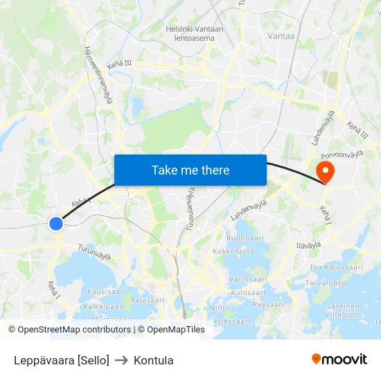 Leppävaara [Sello] to Kontula map