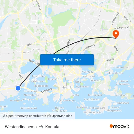 Westendinasema to Kontula map