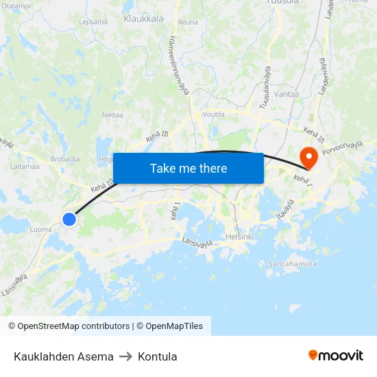 Kauklahden Asema to Kontula map