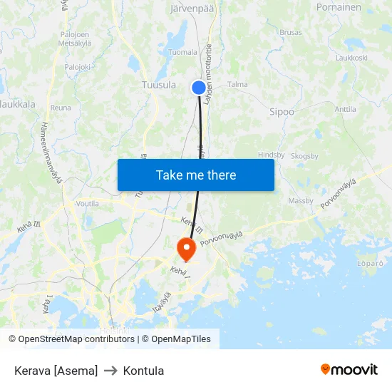 Kerava [Asema] to Kontula map