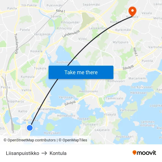 Liisanpuistikko to Kontula map