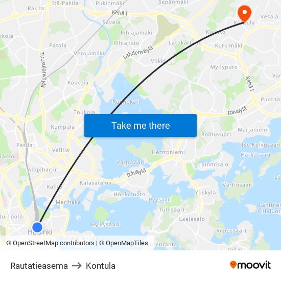 Rautatieasema to Kontula map