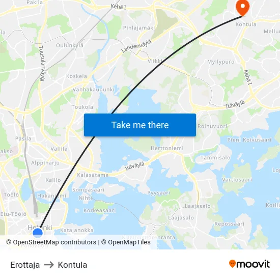 Erottaja to Kontula map