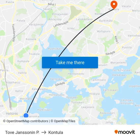 Tove Janssonin P. to Kontula map