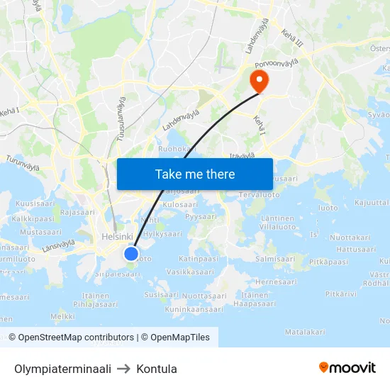 Olympiaterminaali to Kontula map