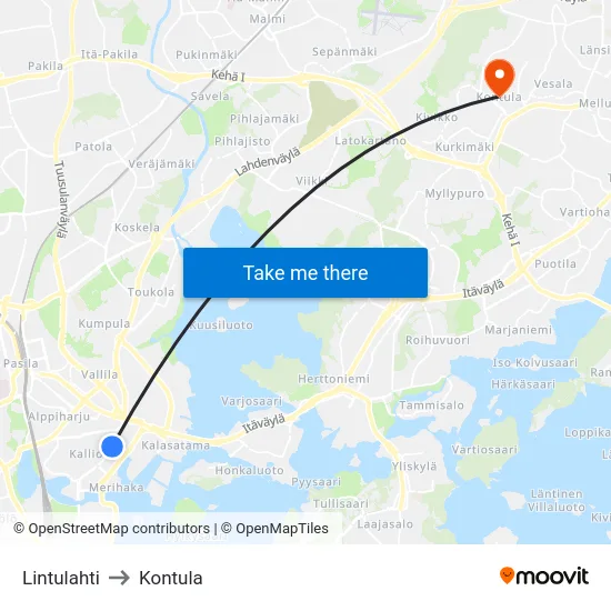 Lintulahti to Kontula map