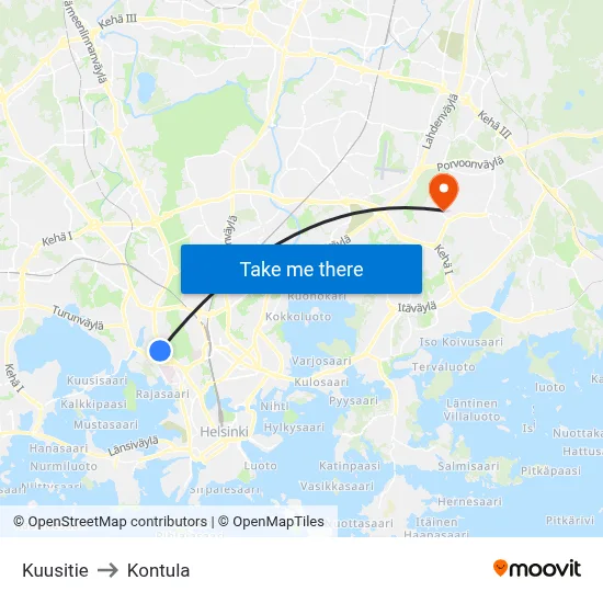 Spruce Road to Kontula map