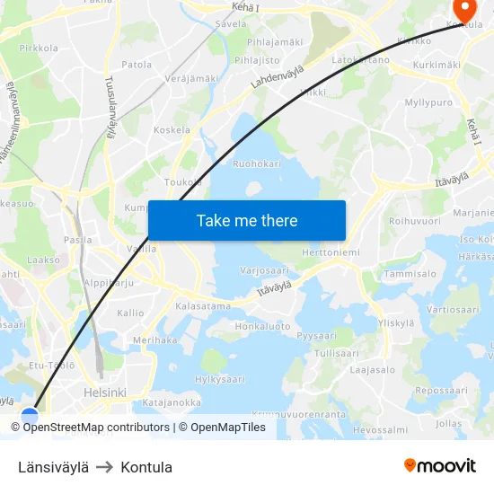 Länsiväylä to Kontula map