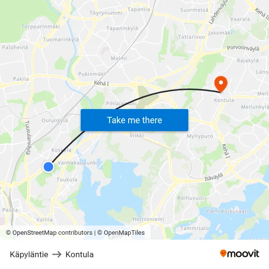 Käpyläntie to Kontula map