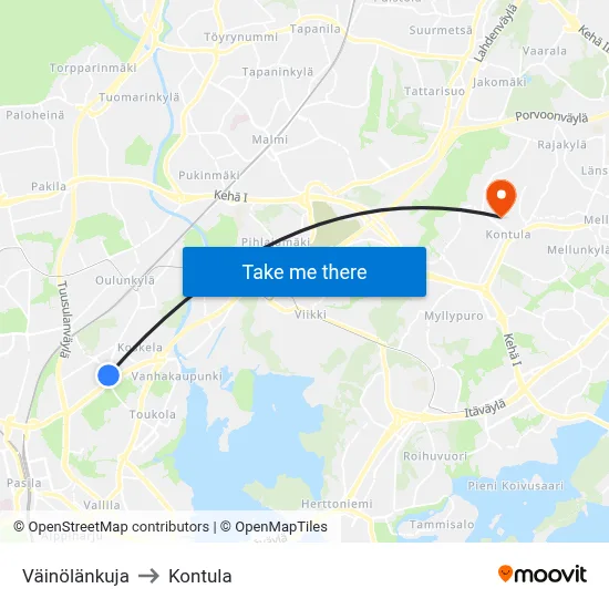 Väinölänkuja Lane to Kontula map