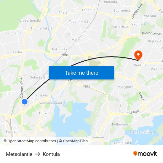 Metsola Road to Kontula map