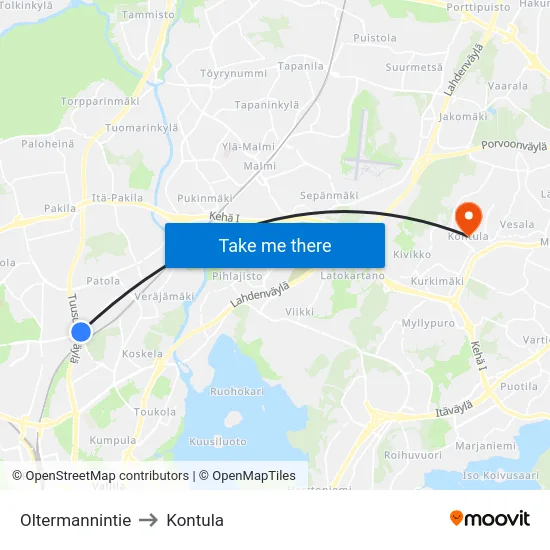 Oltermannintie to Kontula map