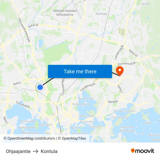 Ohjaajantie to Kontula map