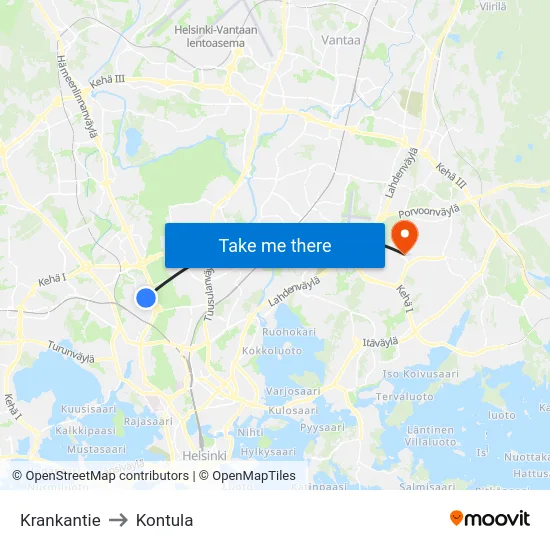 Krankantie to Kontula map