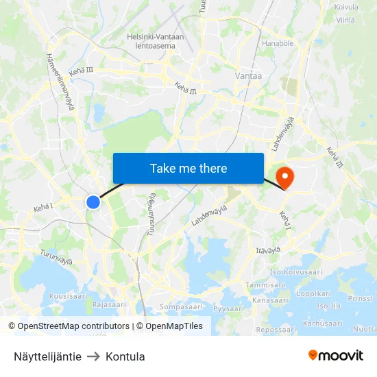 Nayttelijantie to Kontula map