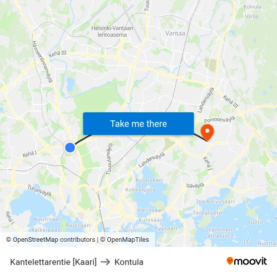 Kantelettarentie [Kaari] to Kontula map