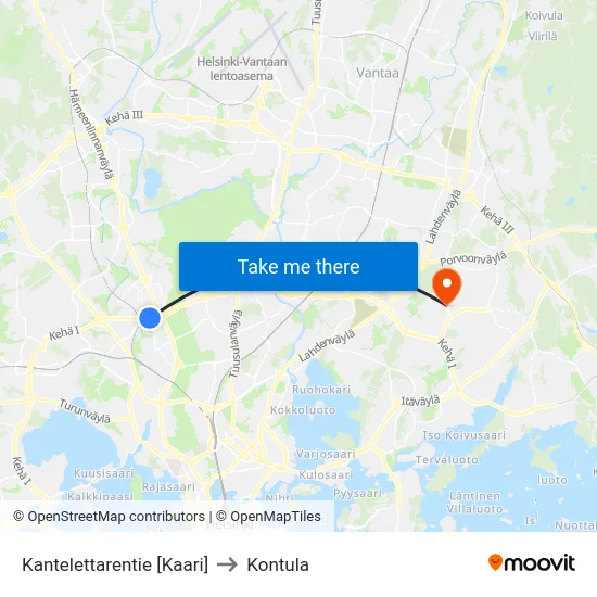 Kantelettarentie [Kaari] to Kontula map